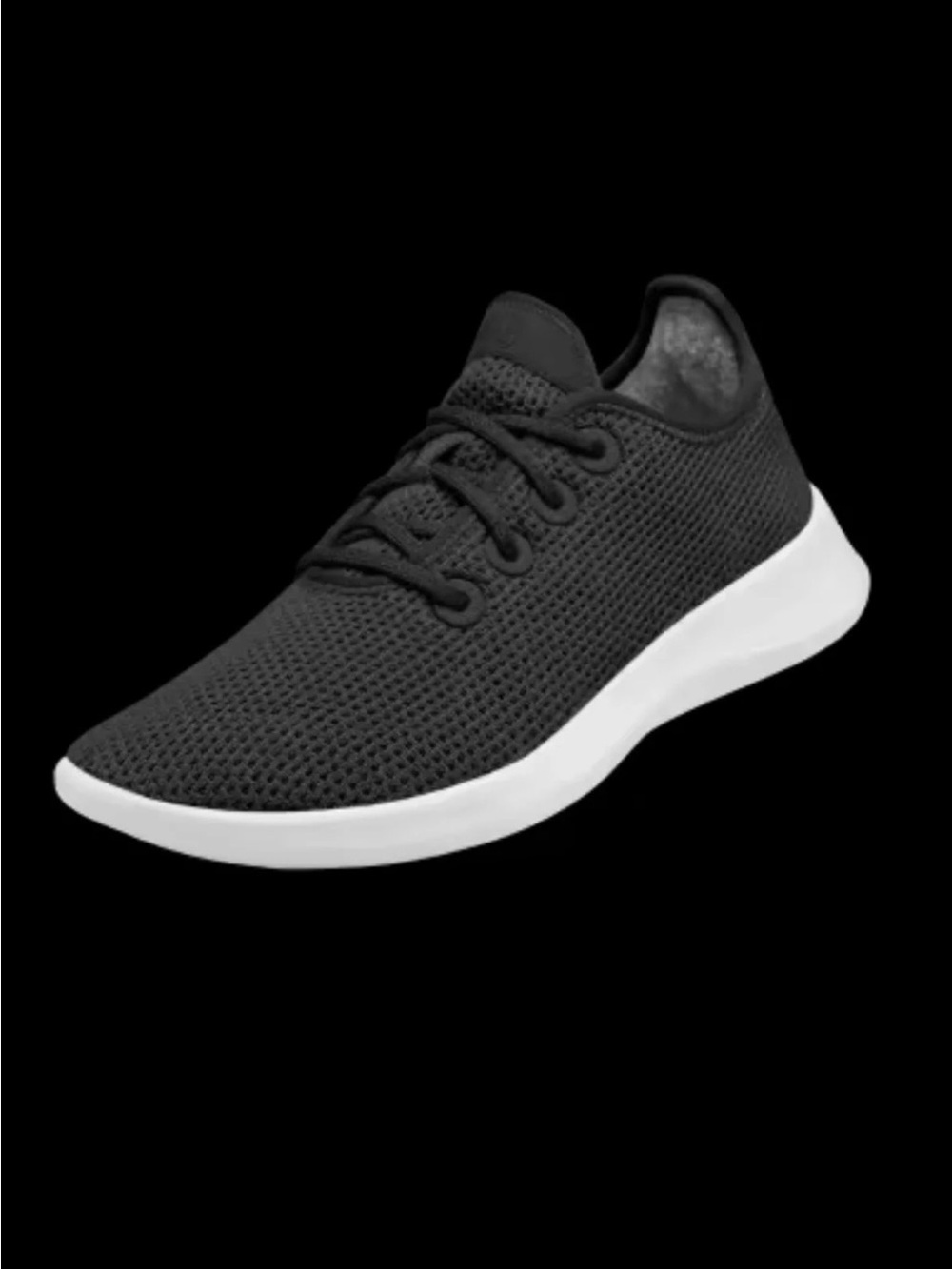 Allbirds size 10 Men's Lightweight Black Knit Sneaker with White Sole